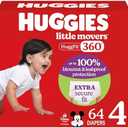 Huggies Size 4 Baby Diapers, Little Movers HuggFit 360° Baby Diapers with 360° Waistband, Size 4 (22-37 lbs), 64 Count, Packaging May Vary