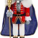 Joliyoou Christmas Nutcracker Figures, 14 Inch Wooden Nutcracker Ornaments, Large Xmas Funny Nutcracker Tabletop Festival Shelves Decorations(Crowned Mouse King)