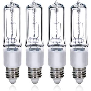 GMY JDE11 120V 100W T4 Mini Candelabra Base 1600lm 2800K Clear Dimmable JD E11 Halogen Light Bulbs 4Pack