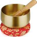 Tibetan Singing Bowl Set - 4 Inch Sound Bowls with Wooden Mallet and Cushion, Mini Meditation Bowl for Yoga, Mindfulness, Chakra Healing, Stress Relief, Bath Relaxation