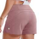 MIER Women's 2 in 1 Running Athletic Shorts High Waist with Liner 3" | Back Zip Pocket & Phone Pockets, Soft Stretch, Quick Dry, Side Split, Elastic Drawstring, Jogging Pickleball Machine Washable (Pink, XL)