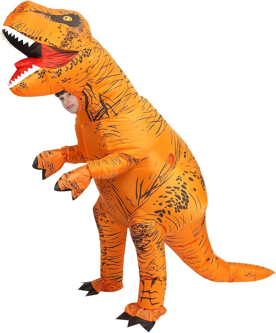 Inflatable Dinosaur Costume Kid, Blow Up Inflatable Trex Costume for Halloween Themed Party Cosplay, One Size