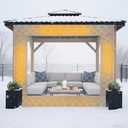 Beeveer 8 x 8 ft Outdoor Gazebo Curtain Thermal Insulated Panel Curtain with Transparent Window Rope Waterproof Winter Insulated Heavy Duty Oxford Cloth Garage for Patio Pergola Porch Gazebos