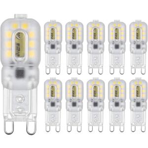 SRIOMNI 10 Pack G9 LED Bulb 4W (40 Watt Equivalent), 3000K Soft Warm White, T4 Halogen Bulb G 9 Bi-pin Base Bulbs for Chandelier,120V 450LM 360 Beam Angle for Home Lighting, Non-Dimmable G9 Bulb