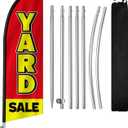 Yard Sale Signs with Stakes, 8FT Huge Yard Sale Flag for Business, Garage Sale Flags for Outside, Garage Sale Banner with Ground Spike, Flagpole