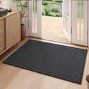 2x3 ft Indoor Door Mat Entryway Rug Non Slip Boho Woven Washable Small Area Rugs Runner, Front Entry Rug Entrance Doormat for Hall Porch Bathroom Kitchen Bedroom, Easy Clean, Black 24"x36"
