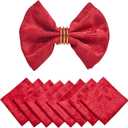 Cloth Napkins Set of 8  Square Jacquard Floral Flowers Fabric Polyester Washable Reusable for Kitchen Dinner Dining Restaurants Wedding Party Banquet Table(Dark Red/17x17 Inch)