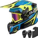 OUMURS Adult ATV Dirt Bike Helmet with Goggles Gloves & Mask Adjustable Sun Visor Motorcycle Adult Helmet Off-Road Motocross Downhill Moped MX for Unisex-Adult L