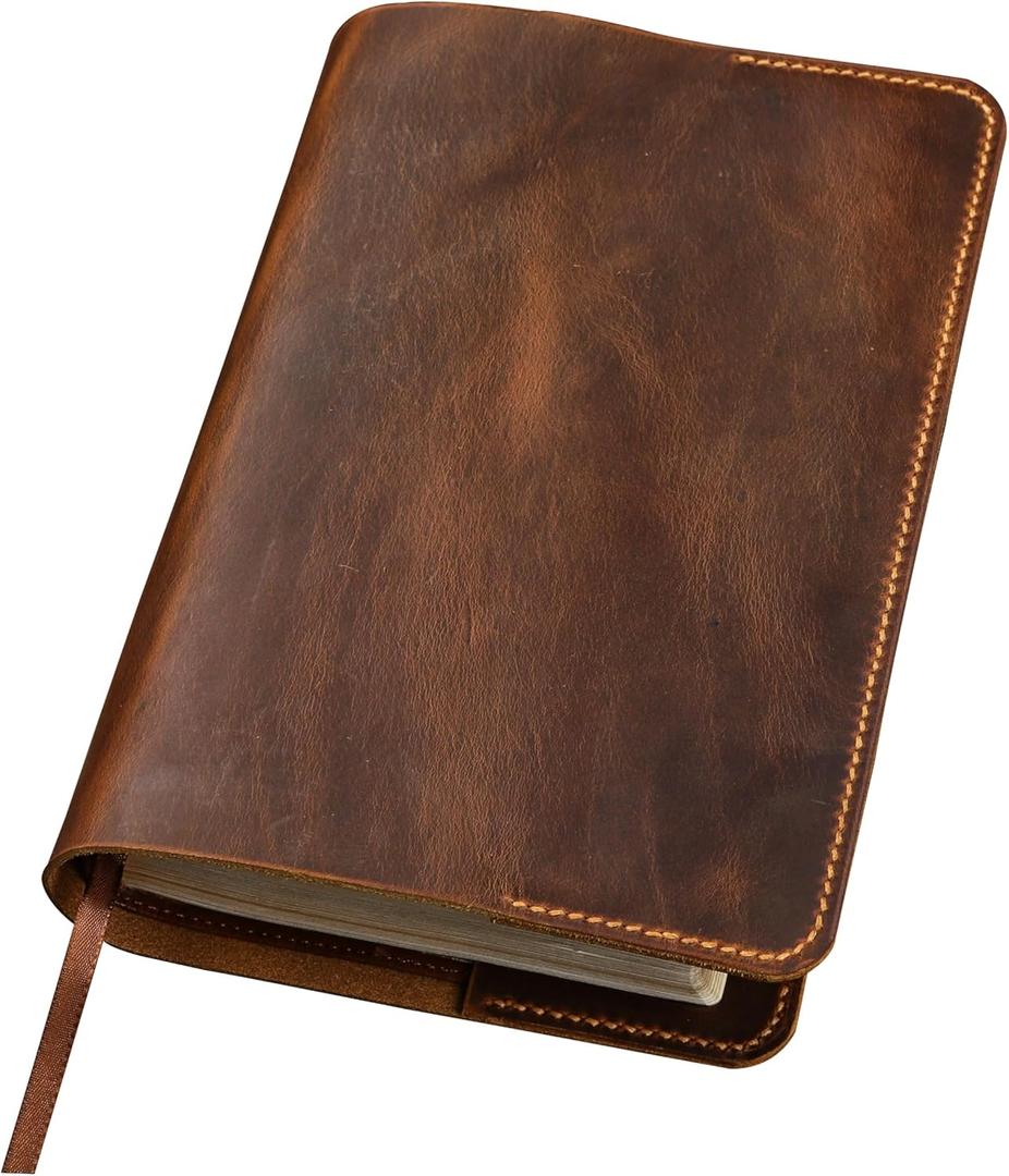 Full grain leather Bible cover case compatible with Giant Print Full-size KJV Holy Bible, For Full Size GP Editions bible/King James Version ONLY fits 9.7" x 6.7" x 1.5".