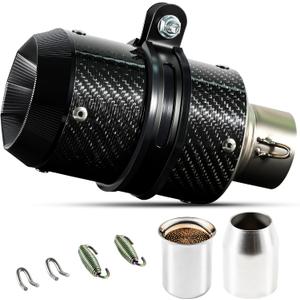 Motorcycle Exhaust, Slip-on Motorcycle Muffler, Carbon Fiber Slip on Exhaust Muffler, Fit for Z900 GSXR750 CBR650 and more, with Complete Accessories, Black