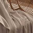 Bedsure Gentlesoft 100% Cotton Blanket King Size for Bed - Cooling Breathable and Soft for Summer, Thick Cozy Waffle Weave Blanket Gifts for Women, Light Brown, 104x90 inches