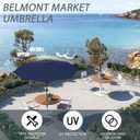 9FT Large Outdoor Patio Umbrella Pool Market Umbrella-UV Resistant, Easy Push Button Tilt and Crank, 8 Sturdy Ribs Heavy-Duty Table Umbrella for Deck, Backyard,Garden (Navy)