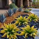 Ttranewsoo Artificial Plants Outdoor Faux Plant,Artificial Agave Faux Hostas Outdoor Uv Resistant Artificial Plants Indoor Fake Plant Artificial Agave Plant Indoor(2pcs, 28") Yellow