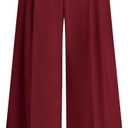 PRETTYGARDEN Womens Spring Wide Leg Palazzo Pants 2026 Trendy Loose Button High Waist Pleated Work Business Casual Trousers (Wine Red, X-Large)