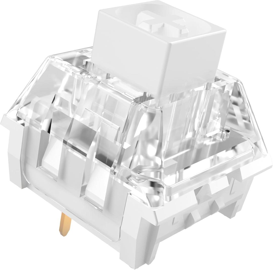 Kailh Box White Clicky Keyboard Switch,3-pin 45gf Pre-Lubed Dustproof Waterproof RGB SMD Key Switches for 3D Prints and Mechanical Gaming Keyboard(White,108pcs)