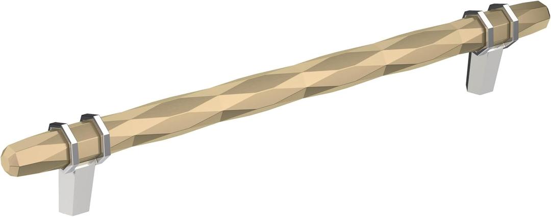 Amerock | Cabinet Pull | Golden Champagne/Polished Chrome | 8 inch (203 mm) Center-to-Center | London | 1 Pack | Drawer Pull | Drawer Handle | Cabinet Hardware