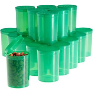 Juvale Empty Pill Container with Pop Top Cap - 20 Pack, 30 Dram, Green - Plastic Vials with Caps for Travel Medicine Containers & Home Use