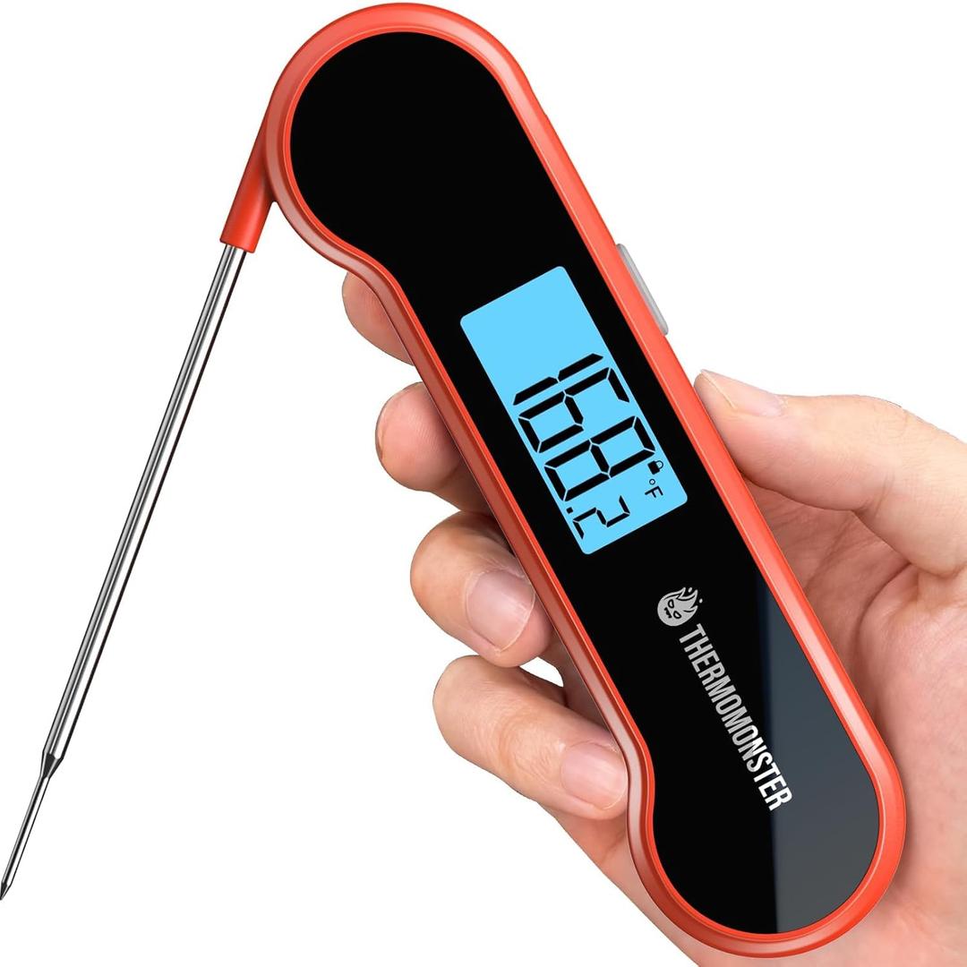 0.5 Sec Instant Read Meat Thermometer Digital with 0.5 Precision, Food Thermometer for Cooking Kitchen Gadgets, Oven Grill Candy BBQ Essentials Accessories, Gifts for Him Dad Men Birthday, Red