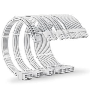 AsiaHorse 12VHPWR PSU Extension Cable Kit for RTX 50/ 40 Series, 16AWG Pcie 5.0 Cable Extension Kit Soft Braided 16PIN to 16PIN Cable Kit, 24pin ATX / 4+4pin EPS / 12+4pin 30CM