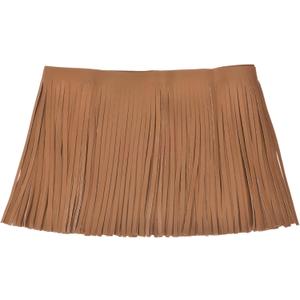 uxcell 2 Yards 8 Inch PU Faux Leather Fringe Trim Double Side Leather Sewing Tassel Fringe for DIY Sewing Dress Crafts Skirt Decoration, Brown, 2 Yards x 8 Inch