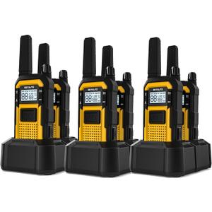 Retevis RB48 2 Way Radio Long Range, IP67 Waterproof Walkie Talkies Adults, Drop-Proof, 2000mAh, Emergency, Heavy Duty Two Way Radios, for Job Site Construction Warehouse(6 Pack)
