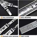 Gobrico 10 Pairs 20-Inch Rear/Side Mount Soft Close Drawer Slides with Brackets, Full Extension 3-Fold Drawer Glides, Ball Bearing Heavy Duty Cabinet Dresser Slides and Glides