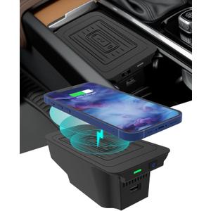 Wireless Charger for Volvo (XC90/S90/V90/XC60/V60/S60) 2017-2025, Automotive Center Console Organizer Wireless Charging Pad for Volvo Accessories 2018 2019 2020 2021 2022 2023 2024