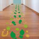 2 Packs Saint Patricks Day Decorations Large Leprechaun Footprint Stencil Reusable Coin Trail Shamrock Palm Print Stencil for Yard Painting on Lawn, Paper, Wood, Fabric, Glass, Irish Project
