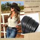BELTROAD Western Leather Buckle Belt for Men Women Cowboy Cowgirl Country Leather Belts for Jeans Western Belts Men Christmas (Black)
