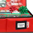 HOLDN STORAGE Premium Wrapping Paper Storage Container - Durable 600D Tear-Proof, Fits 27 Rolls Gift Wrap, Extra Pockets for Ribbons & Bows, Underbed Storage - Ideal for Holiday Christmas, Red