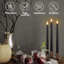 Alphatool 6 Packs Halloween Black LED Flameless Candles with Bases - Flicker Flame, Tall Taper Smokeless Dripless Candles, Decor for Fireplace Diningtable Bar School