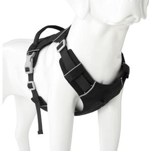 Mile High Life No Pull Dog Harness with Reflective Stripe, Adjustable Easy Get on Lightweight Harness for Small Medium Large Dogs Walking Running Training (Black, M Chest 18"-25")