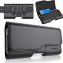 Stronden Magnetic Closure Holster for iPhone 17 Pro, 17e, 17, 16 Pro, 16e, 16, 15 Pro, 15, 14 Pro, 14, 13 Pro, 13, 12 Pro, 12, 11, XR - Leather Belt Case Pouch (Fits Slim/Regular Case on)