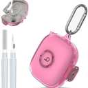 [Upgrade Secure Lock] for Beats Powerbeats Pro 2 2025 Case Cover with Cleaner Kit, AGENTNANO Clear TPU Shockproof Protective Cover with Beats Powerbeats Pro 2 Charging Case with Carabiner-Clear Pink