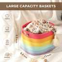 Temary Woven Baskets for Storage 3 Pack Storage Baskets for Organizing, Rectangle Decorative Rope Baskets for Storage Clothes, Towels, Storage Bins with Handles (Rainbow, 13"x9.8"x8.5")