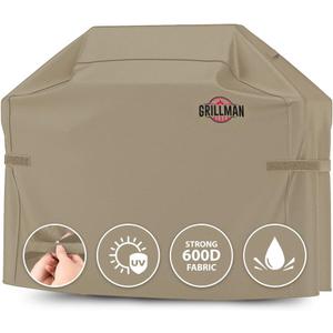 Grill Cover by Grillman, Tan, 72 Inch, BBQ Outdoor Grill Covers, Charcoal & Gas Grills, Waterproof, Rip-Proof, Weather-Resistant, Anti-UV, Barbecue Cover for Weber, Genesis, Charbroil, Nexgrill