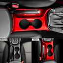 Car Center Console Water Cup Holder Frame Cover Front Central Cup Holder Panel Protective Cover Decals Compatible with Kia Soul 2020-2025 Accessories (Glossy Red Style)