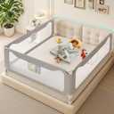 Updated King Size Bed Rail for Toddlers: 3-Side Protection Bedrail with Headbroad for King Bed - Extral Tall Adjustable Child Safety Side Railing Guards for Infants Kids Child(78.7x78.7X 74.8) (Grey)