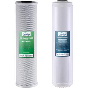 iSpring F2WGB22BPB 4.5 x 20 2-Stage Whole House Water Filter Replacement Pack Set with Carbon Block and Lead Reducing Cartridges, Fits WGB22B-PB, white