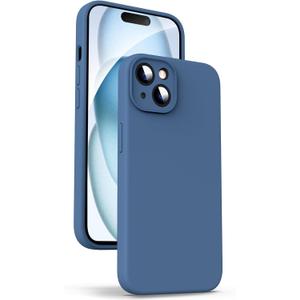 Supdeal Liquid Silicone Case for iPhone 15 - [Camera All-Round Protection] [Soft Microfiber Lining Anti-Scratch] 4 Layer Full Covered Shockproof Gel Rubber Phone Case Cover, 6.1", Blue