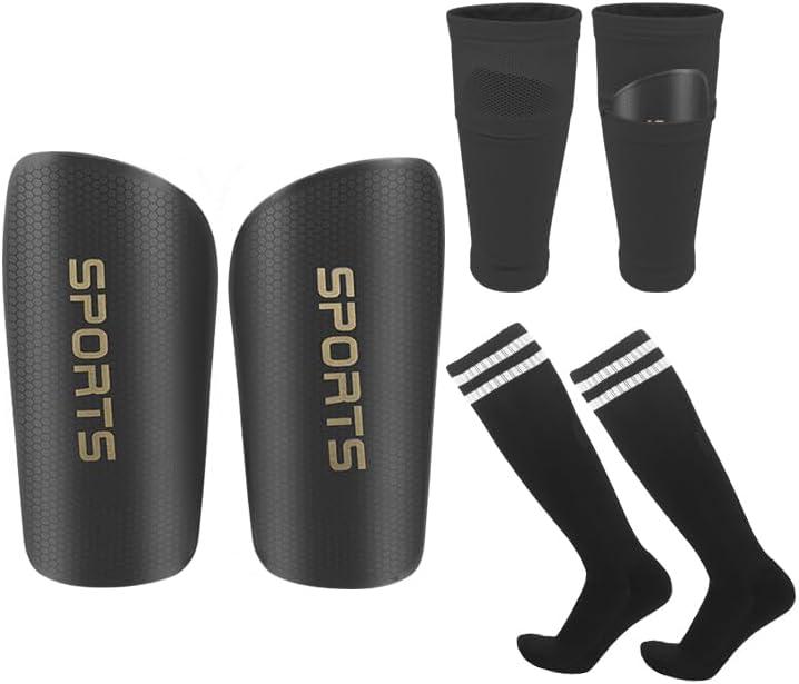 Soccer Shin Guards for Kids Youth Adults - Shin Pads and Sleeves Set with Optimized Insert Pocket for Boys Girls Men Women for Football Games - Protective Soccer Equipment(3 in 1) (Medium ( 3'4" - 4'5" Tall ))