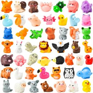50 Pcs Mini Resin Animal Tiny Resin Animals Figurines Bulk Miniature Little to Hide Small Animal Figures Bulk for Micro Fairy Party Favors Garden Landscape Accessories Dollhouse Crafts Decor