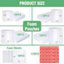 540Pcs Dish Packing Supplies for Moving, 270 Cushion Foam Wrap Pouches & Sheets 4 Sizes (16x12", 12x12", 12x7.8", 7.8x7.8") with 70 Fragile Stickers Plate Packing Sleeves for Fragile Shipping Storage