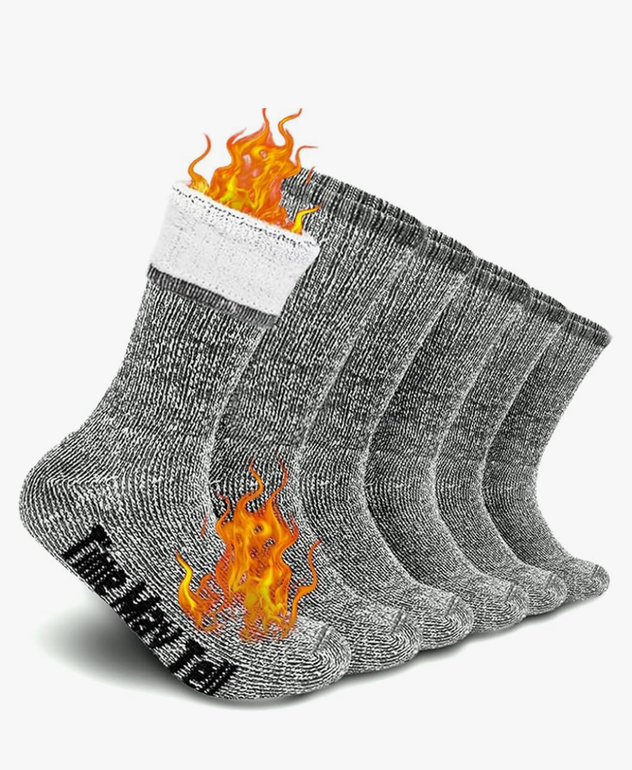 Time May Tell Mens Merino Wool Hiking Cushion Socks Thermal Warm Crew Winter Boot Socks Pack (2/4 Pair,6-13 Size)