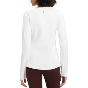 baleaf Women's Thermal Tops Long Sleeve Fleece Running Shirts Thumbhole Cold Weather Winter Gear Workout Base Layer (Large, White)