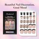7 x French Tip Press on Nails, Short Square Medium Fake Nails with Nail Glue, Reusable Soft Gel Stick On Nails for Women Girls Gift, 24PC Cute Heart Pattern Glue On Nails Kit