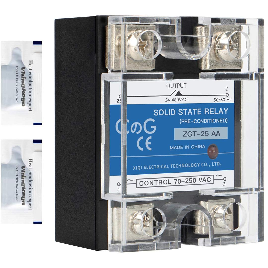 Solid State Relay SSR-25AA AC to AC Input 70-250VAC to Output 24-480VAC 25A Single Phase Plastic Cover