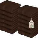Utopia Towels 12 Pack Premium Wash Cloths Set, 12 by 12 Inches, 100% Cotton Ring Spun, Highly Absorbent and Soft Feel Essential Washcloths for Bathroom, Spa, Gym, and Face, Dark Brown