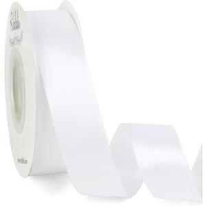 Ribbli Double Faced White Satin Ribbon, 1” x Continuous 25 Yards, Use for Bows Bouquet, Gift Wrapping, Floral Arrangement