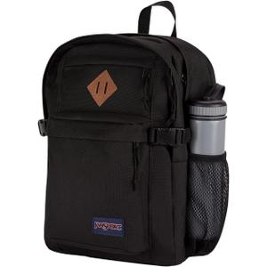 JanSport Main Campus FX Backpack - Travel or Work Bag w 15-Inch Laptop Pack with Leather Trim, Black, One Size